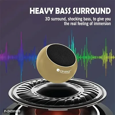 ONBIZ The Smallest Mini Aluminum Bluetooth Speaker Wireless Small Bluetooth Speakers with Built in Mic,TWS Pairing Portable Speaker for Home/Outdoor/Travel, Smartphone, Laptop-Gold-thumb2