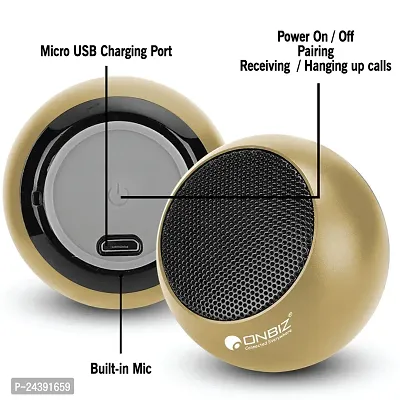 ONBIZ The Smallest Mini Aluminum Bluetooth Speaker Wireless Small Bluetooth Speakers with Built in Mic,TWS Pairing Portable Speaker for Home/Outdoor/Travel, Smartphone, Laptop-Gold-thumb5