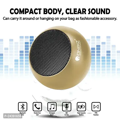 ONBIZ The Smallest Mini Aluminum Bluetooth Speaker Wireless Small Bluetooth Speakers with Built in Mic,TWS Pairing Portable Speaker for Home/Outdoor/Travel, Smartphone, Laptop-Gold-thumb4