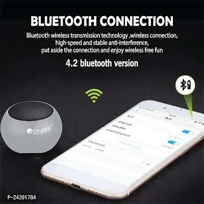 ONBIZ The Smallest Mini Aluminum Bluetooth Speaker Wireless Small Bluetooth Speakers with Built in Mic,TWS Pairing Portable Speaker for Home/Outdoor/Travel, Smartphone, Laptop-Silver-thumb3
