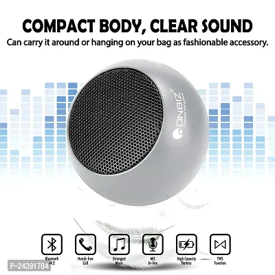 ONBIZ The Smallest Mini Aluminum Bluetooth Speaker Wireless Small Bluetooth Speakers with Built in Mic,TWS Pairing Portable Speaker for Home/Outdoor/Travel, Smartphone, Laptop-Silver-thumb5