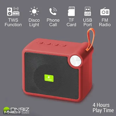 ONBIZ HIGH BASS SOUND SPLASHPROOF WOOFER FOR DEKSTOP WITH SD,AUX SLOT 48 W Bluetooth Speaker -Red-thumb3