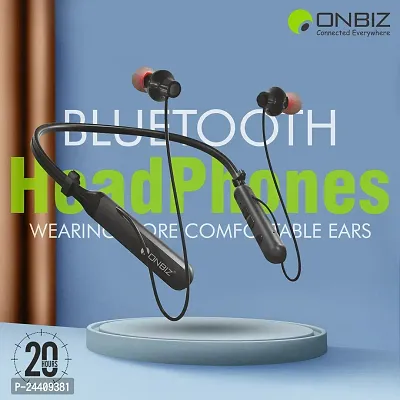 Onbiz Bluetooth Wireless Neckband - 20H Playtime, Dual Equalizer Bass Boost Drivers, 20 Mins Charge, Lightweight in Ear Earphones with Mic,Micro charging, IPX5 Sweatproof