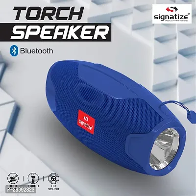 Signatize Bluetooth Speaker with Micro SD Card Support|FM Radio |Torch/Flashlight | AUX Support | Sound Output: - 10Watts | Splash Proof | LED Light Button | Portable Speaker-thumb3