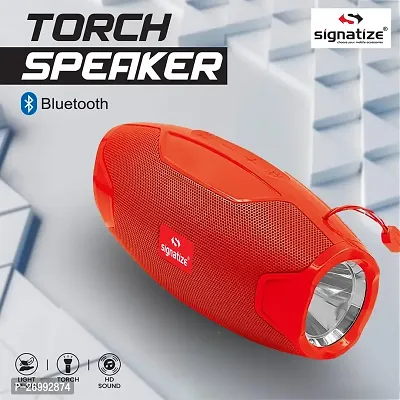 Signatize Bluetooth Speaker with Micro SD Card Support|FM Radio |Torch/Flashlight | AUX Support | Sound Output: - 10Watts | Splash Proof | LED Light Button | Portable Speaker