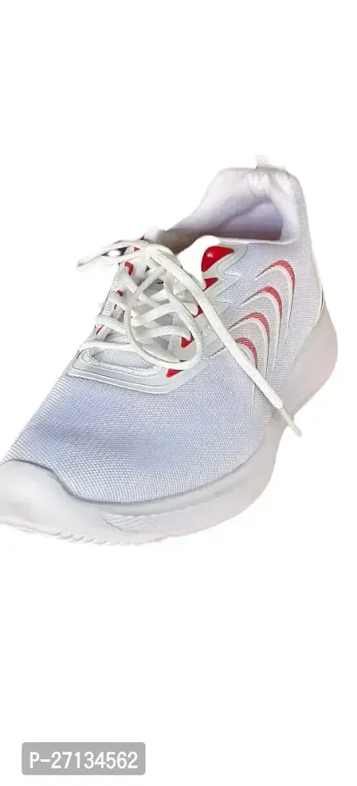 Comfortable White Synthetic Sports Shoes For Men