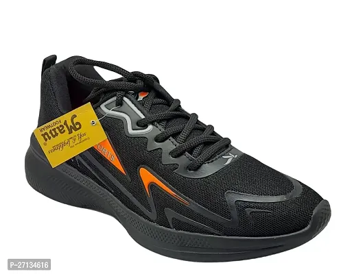 Comfortable Black Synthetic Sports Shoes For Men