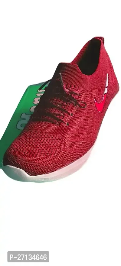Comfortable Red Synthetic Sports Shoes For Men