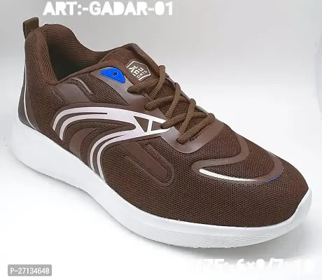 Comfortable Brown Synthetic Sports Shoes For Men