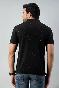 Mens Printed Polo Tshirt (XX-Large, Black)-thumb2