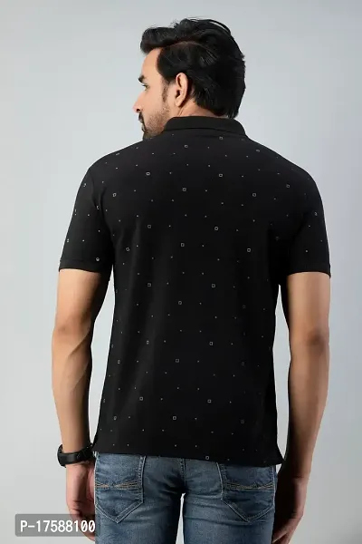 Mens Printed Polo Tshirt (XX-Large, Black)-thumb3