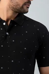 Mens Printed Polo Tshirt (XX-Large, Black)-thumb3