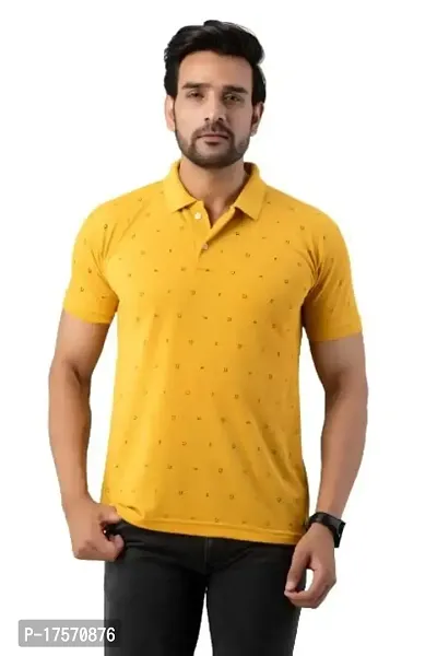 Mens Printed Polo Tshirt (XXX-Large, Yellow)