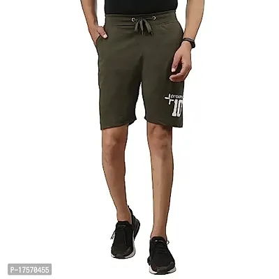 Proxima Olive Green Graphic Printed Regular Shorts for Men (M, Olive Green)-thumb0