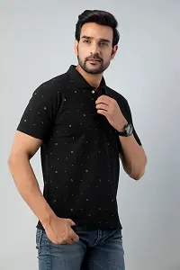 Mens Printed Polo Tshirt (XX-Large, Black)-thumb4