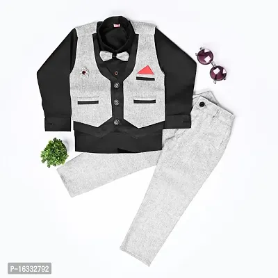 Prabhuratan Party and Casual kids Wear Cotton 3 Piece Suit Set For Boys Grey Color |Multisize