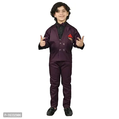 Prabhuratan Party and Casual kids Wear Cotton 3 Piece Suit Set For Boys Purple Color |Multisize-thumb0