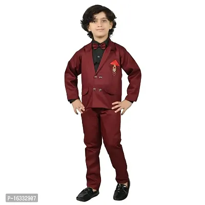 Prabhuratan Party and Casual kids Wear Cotton 3 Piece Suit Set For Boys Red Color |Multisize-thumb0