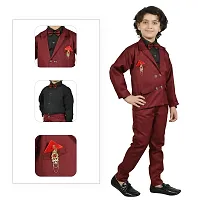 Prabhuratan Party and Casual kids Wear Cotton 3 Piece Suit Set For Boys Red Color |Multisize-thumb3