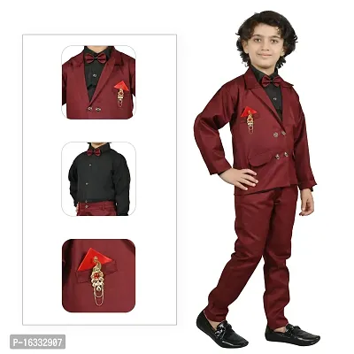 Prabhuratan Party and Casual kids Wear Cotton 3 Piece Suit Set For Boys Red Color |Multisize-thumb4