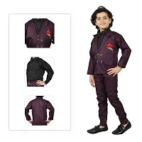 Prabhuratan Party and Casual kids Wear Cotton 3 Piece Suit Set For Boys Purple Color |Multisize-thumb4