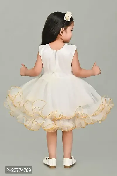 SR Fashion Casual Machine Embroidered Round Neck Knee Length Net Frock Dress for Kids Girls for Wedding, Birthday Party and Various Occasions-thumb3