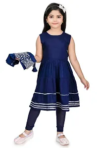 SR FASHION Casual Rayon Embroidery Round Neck Anarkali Kurta Set With Jacket and Leggings For Kids Girls-thumb4