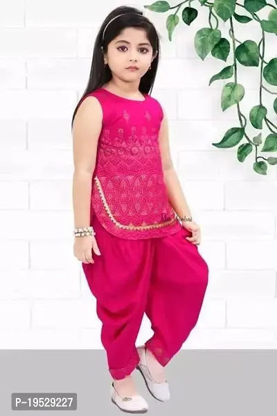 Stylish Rayon Pink Stitched Salwar Suit Sets For Girl