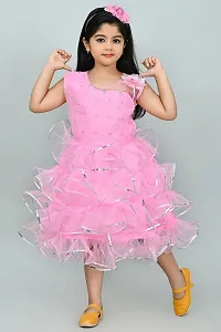 SR Fashion Casual Solid Round Neck Knee Length Net Frock Dress for Kids Girls for Wedding, Birthday Party and Various Occasions-thumb4