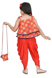 SR FASHION Casual Rayon Printed Round Neck Top Banarasi Bottam Rayon Kids Girls Top and Patiala Set-thumb2