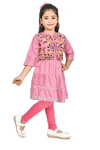 SR FASHION Casual Rayon Embroidery Round Neck Anarkali Kurta Set With Chicken Curry Embroidery Jacket and Leggings For Kids Girls-thumb3