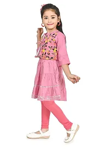 SR FASHION Casual Rayon Embroidery Round Neck Anarkali Kurta Set With Chicken Curry Embroidery Jacket and Leggings For Kids Girls-thumb4