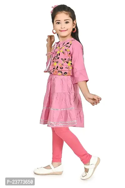 SR FASHION Casual Rayon Embroidery Round Neck Anarkali Kurta Set With Chicken Curry Embroidery Jacket and Leggings For Kids Girls-thumb5
