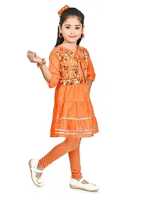 SR FASHION Casual Rayon Embroidery Round Neck Anarkali Kurta Set With Chicken Curry Embroidery Jacket and Leggings For Kids Girls-thumb3