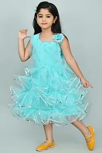 SR Fashion Casual Solid Round Neck Knee Length Net Frock Dress for Kids Girls for Wedding, Birthday Party and Various Occasions-thumb4