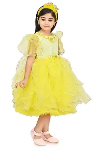 SR Fashion Casual Hand Work Round Neck Knee Length Net Frock Dress for Kids Girls for Wedding, Birthday Party and Various Occasions-thumb2