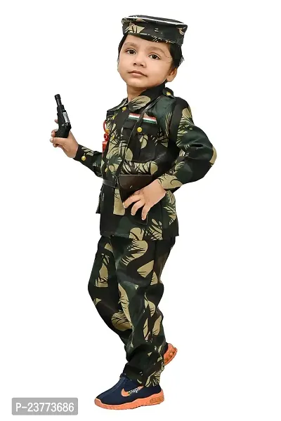 SR FASHION Casual Cotton Blend Solid Collar Neck Army Costume Dress For Kids Boys Professional Fancy Dress Costume-thumb2