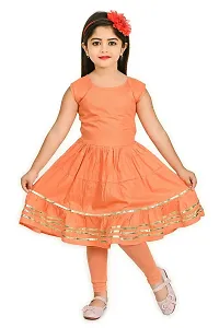 SR FASHION Casual Rayon Embroidery Round Neck Long Anarkali Kurta Set With Embroidery Jacket and Leggings For Kids Girls-thumb1