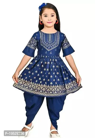 Stylish Rayon Navy Blue Stitched Salwar Suit Sets For Girl-thumb0