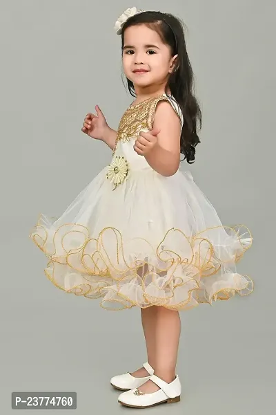 SR Fashion Casual Machine Embroidered Round Neck Knee Length Net Frock Dress for Kids Girls for Wedding, Birthday Party and Various Occasions-thumb5