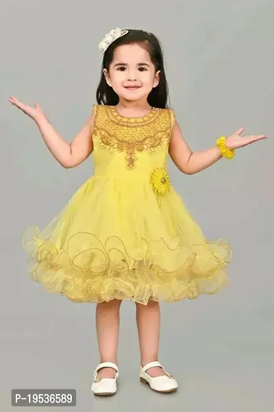 Stylish NET Yellow Frocks For Girl-thumb0