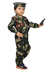 SR FASHION Casual Cotton Blend Solid Collar Neck Army Costume Dress For Kids Boys Professional Fancy Dress Costume-thumb2