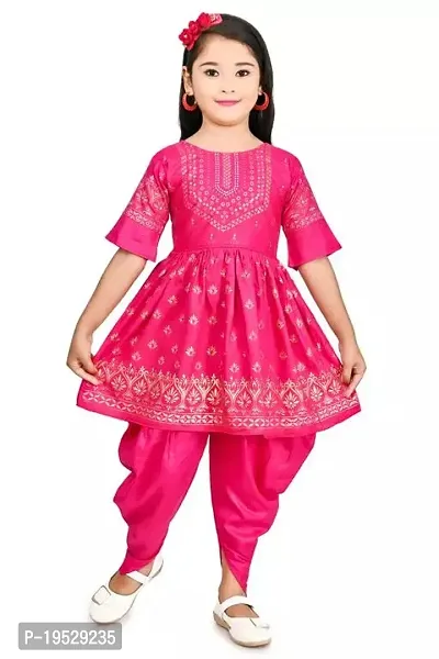 Stylish Rayon Pink Stitched Salwar Suit Sets For Girl