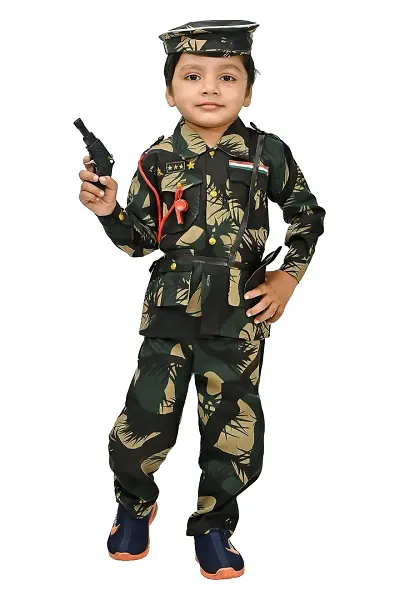 SR FASHION Casual Blend Solid Collar Neck Army Costume Dress For Kids Boys Professional Fancy Dress Costume