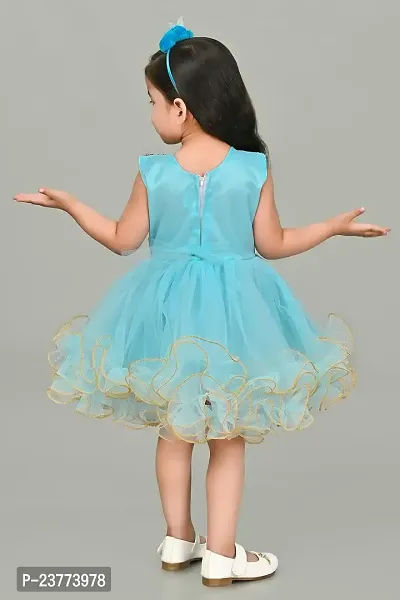 SR Fashion Casual Machine Embroidered Round Neck Knee Length Net Frock Dress for Kids Girls for Wedding, Birthday Party and Various Occasions-thumb5