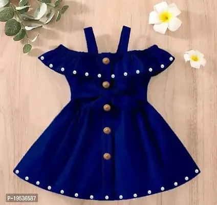 Stylish Rayon Blue Frocks For Girl-thumb0