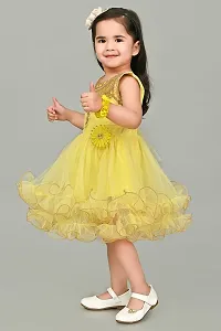 SR Fashion Casual Machine Embroidered Round Neck Knee Length Net Frock Dress for Kids Girls for Wedding, Birthday Party and Various Occasions-thumb3