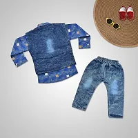 SR FASHION Casual Cotton Blend Solid Collar Neck Shirt With Denim Jacket And Pant Set For Kids Boys-thumb3