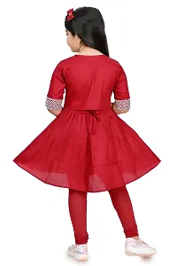 SR FASHION Casual Rayon Embroidery Round Neck Anarkali Kurta Set With Jacket and Leggings For Kids Girls-thumb2