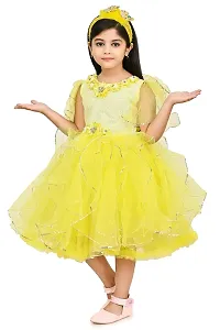 SR Fashion Casual Hand Work Round Neck Knee Length Net Frock Dress for Kids Girls for Wedding, Birthday Party and Various Occasions-thumb3